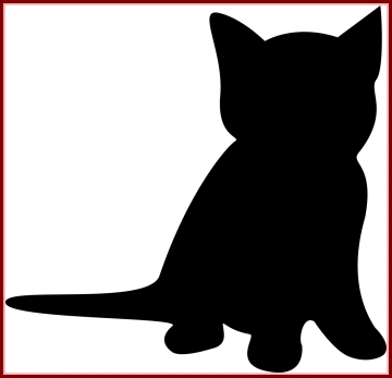 a black cat silhouetted in a red frame