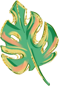 a green leaf with gold glitters