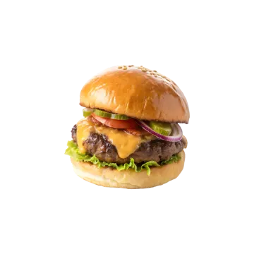 a hamburger on a white background