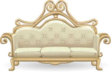 an old sofa with a wooden frame