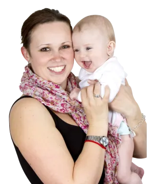 a woman holding a baby