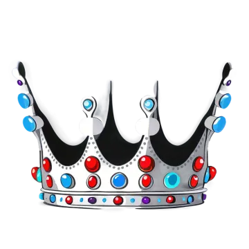 a black and white crown with red, blue, and purple dots on it