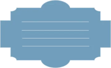 a blue label on a white background