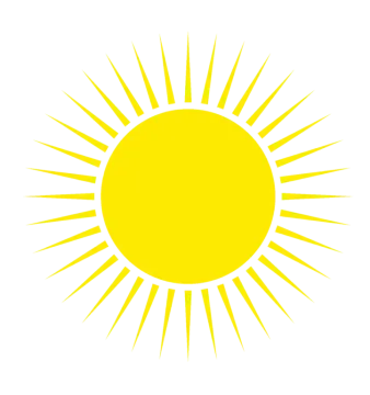 a yellow sun on a white background