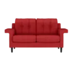 a red couch on a white background