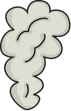 a cartoon cloud with smoke coming out