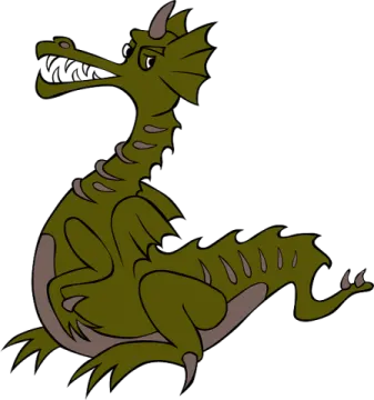 a cartoon dragon sitting on its back