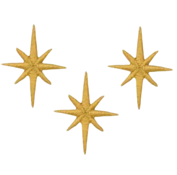 three gold stars on white background