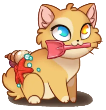 a cartoon cat with a bow on its neck