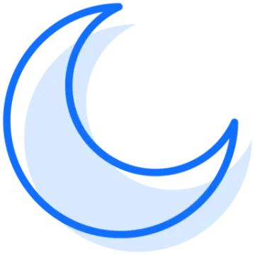 a blue crescent with a white background