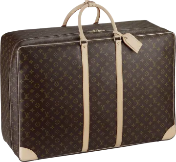 a brown and tan suitcase