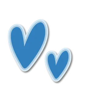 two blue hearts on a white background