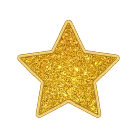 a gold glitter star on white background