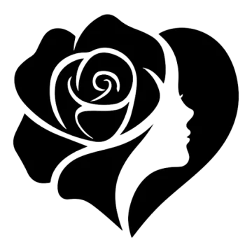 a black and white rose in the shape of a heart