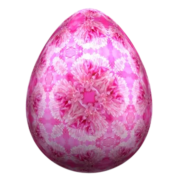a pink and white egg with flowers on it