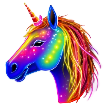 a unicorn's head with a rainbow colored mane