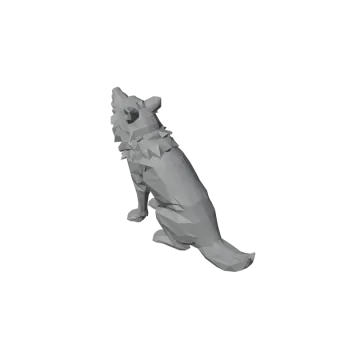 a gray dog statue on a white background
