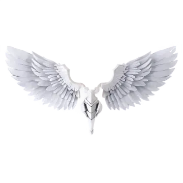 a white bird with its wings spread out