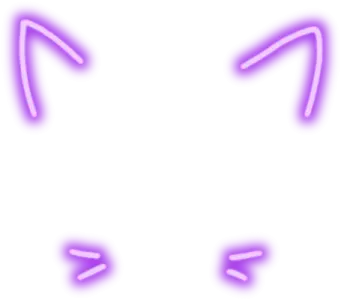 a purple cat's face with two eyes