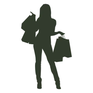 a silhouette of a woman with shopping bags