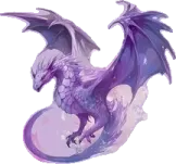 a purple dragon sitting on top of a rock