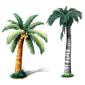 two palm trees on a white background