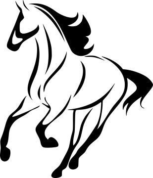 a black and white silhouette of a horse