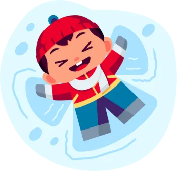an illustration of a boy in the snow
