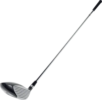 a black and silver golf club with a white background