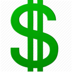 a green dollar sign on a white background