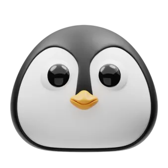 a black and white penguin with big eyes