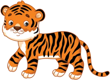 a cartoon tiger with black and orange stripes