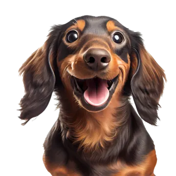 a brown and black dog with its mouth open