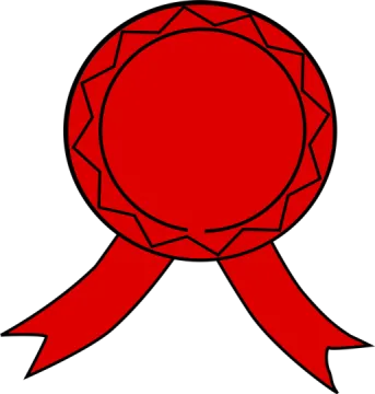 a red ribbon with a white background