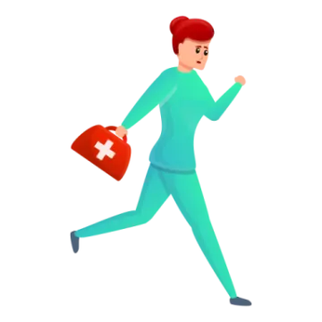 a nurse running with a briefcase