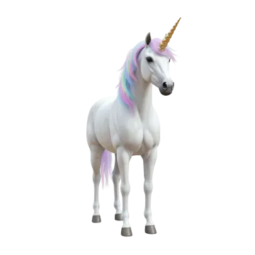 a white unicorn with a rainbow colored mane