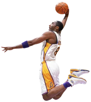 a basketball player jumping up in the air