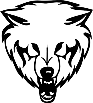 a black and white image of a bear head