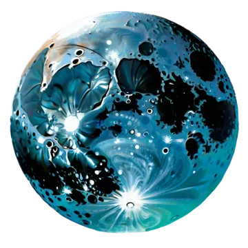 a blue sphere with black and white paint on it