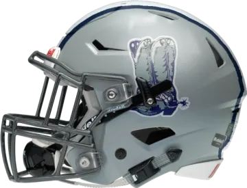 a football helmet with a blue and white design on it