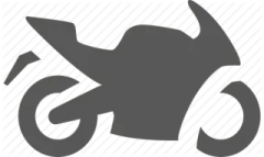 a black and white logo with a motorcycle on it