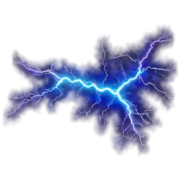 a blue lightning bolt on a white background