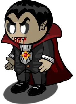 a cartoon character dressed as dracula