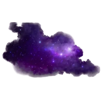 a purple cloud with stars in the background