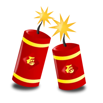 a pair of red dynamites with gold stars