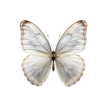 a white butterfly with black and brown wings