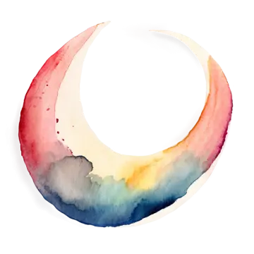 a crescent painted in watercolor on a white background