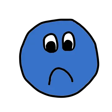 a blue smiley face with a sad expression