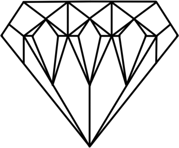 a black and white drawing of a diamond
