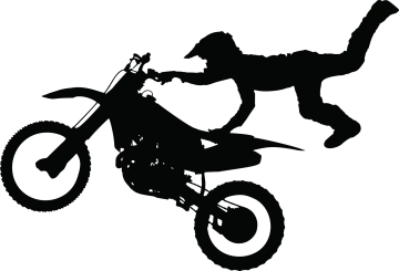 a silhouette of a person on a dirt bike